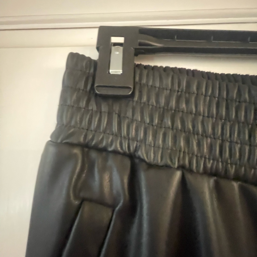 Bar III Size S Vegan Leather Black Wide Leg Pants - Picture 4 of 7